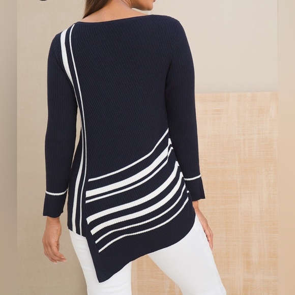 NWT Chico’s Travelers Asymmetrical-Hem Tunic Sweater |Size 8. (Size 1 in Chicos) - Picture 2 of 13